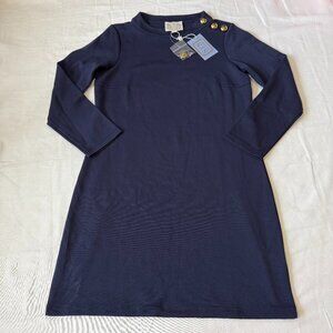 Sail to Sable Navy Blue Shift Dress Gold Button Tunic Small Preppy Coastal